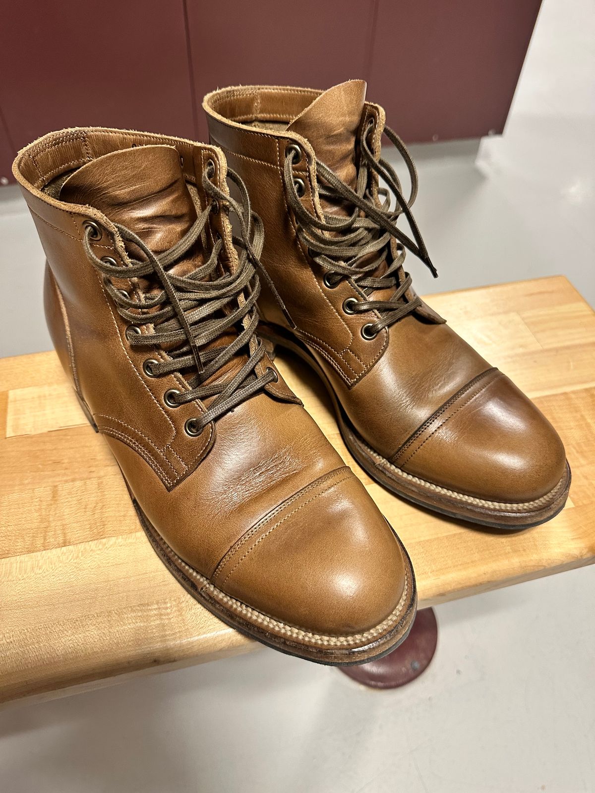 Photo by malagisi1212alm on March 19, 2025 of the Viberg Service Boot in Horween Natural Chromexcel.