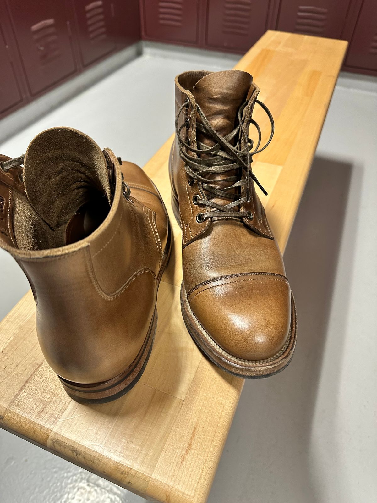 Photo by malagisi1212alm on March 19, 2025 of the Viberg Service Boot in Horween Natural Chromexcel.