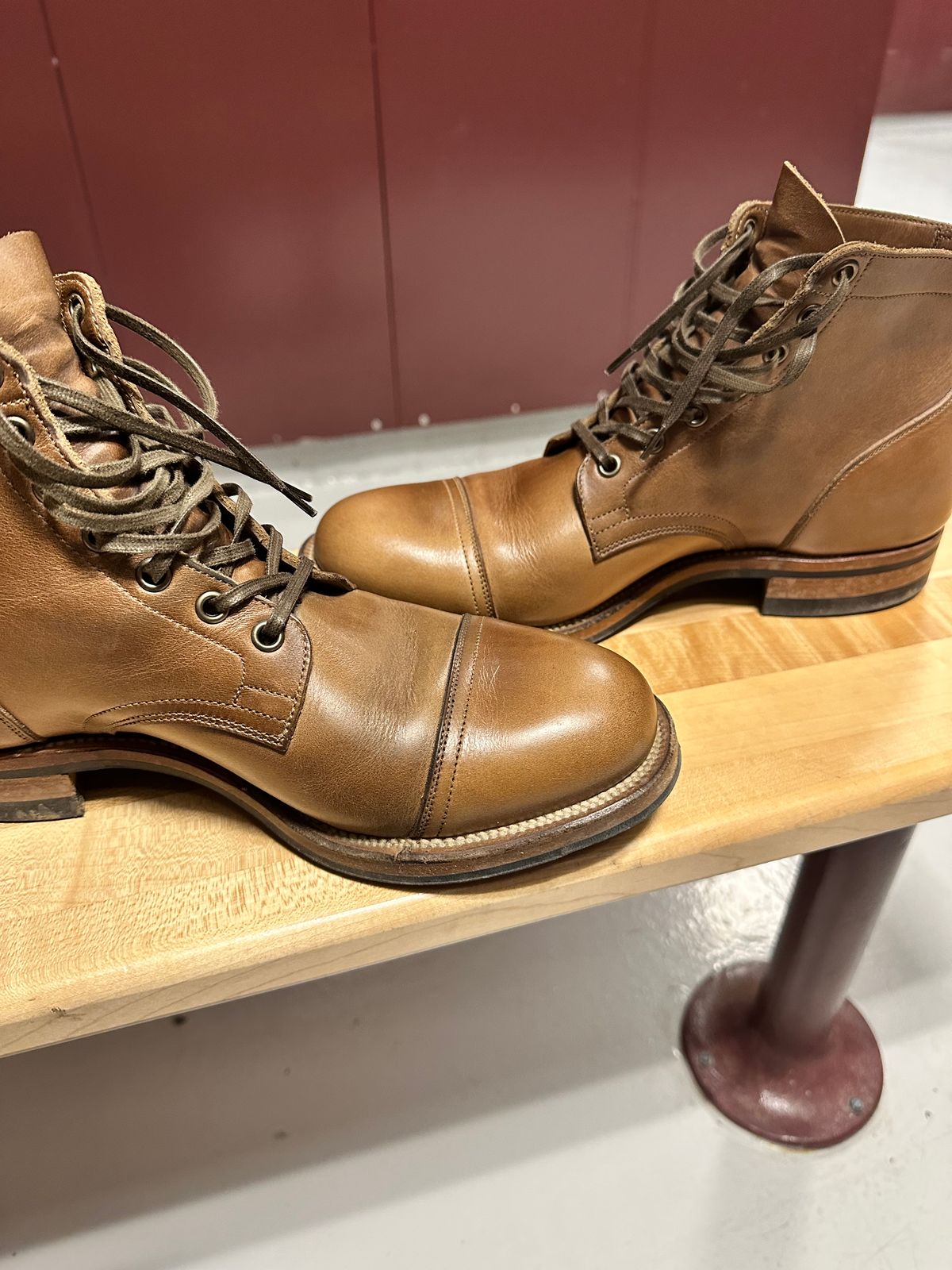 Photo by malagisi1212alm on March 19, 2025 of the Viberg Service Boot in Horween Natural Chromexcel.