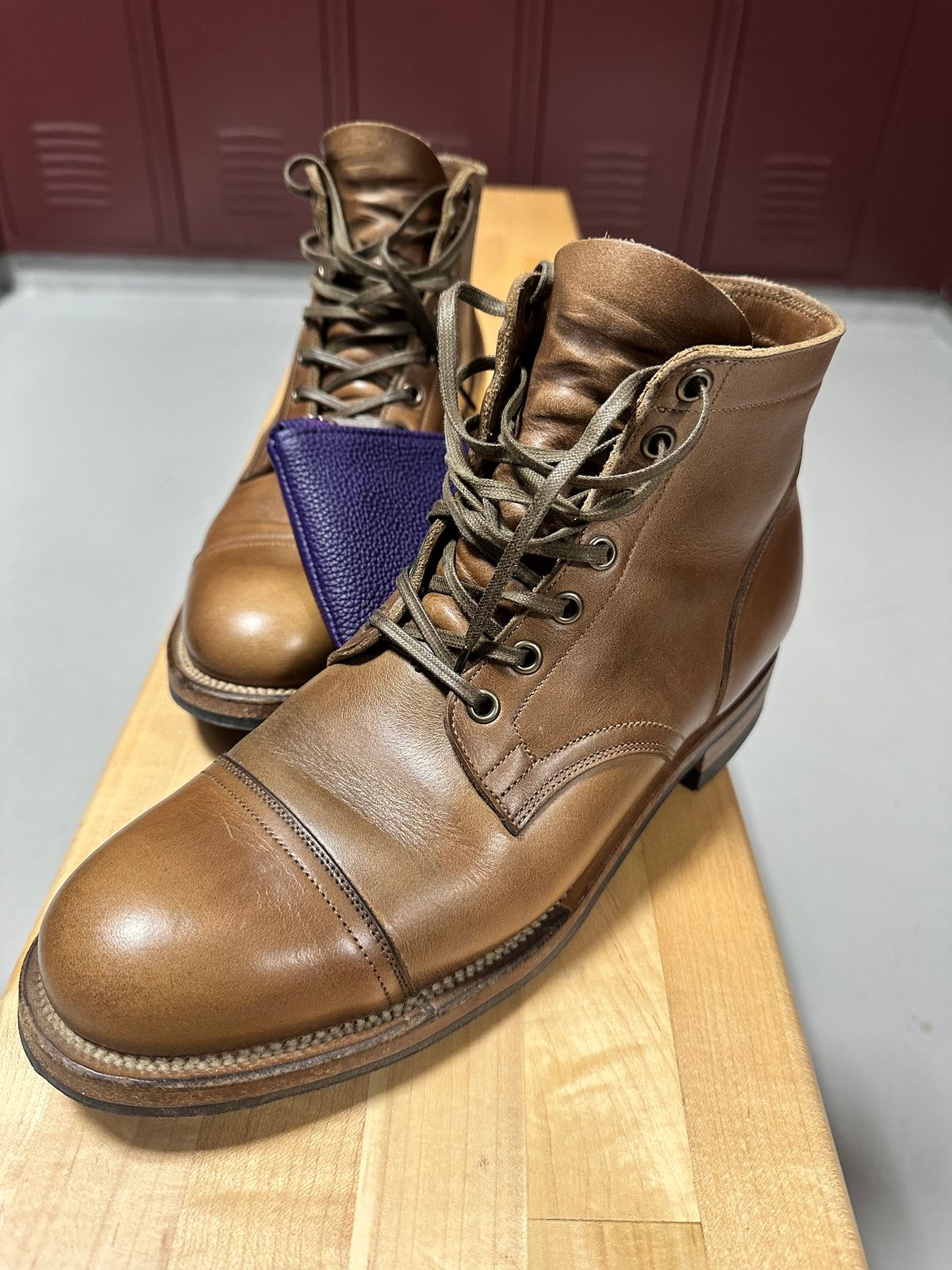 Photo by malagisi1212alm on April 1, 2025 of the Viberg Service Boot in Horween Natural Chromexcel.