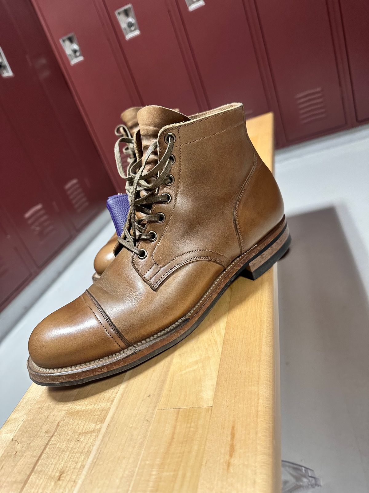 Photo by malagisi1212alm on April 1, 2025 of the Viberg Service Boot in Horween Natural Chromexcel.