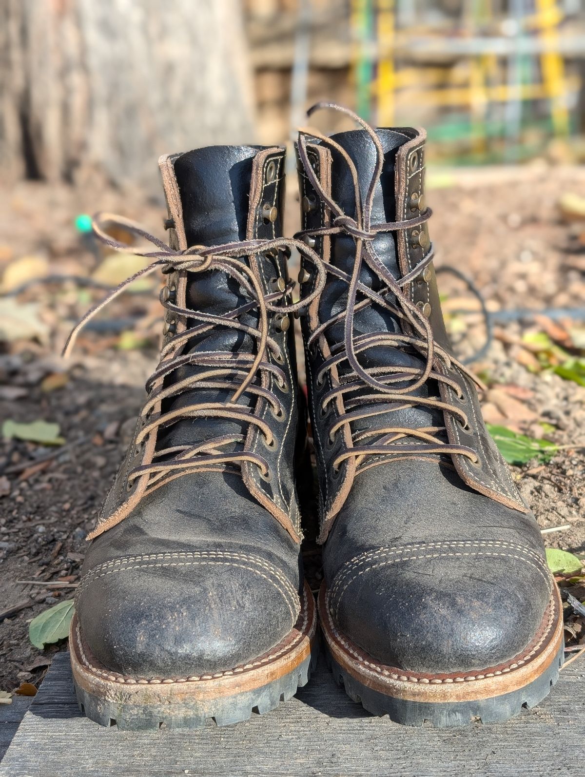 Photo by Cellardoor on November 20, 2024 of the Truman Cap Toe Boot in Horween Black Waxed Flesh.