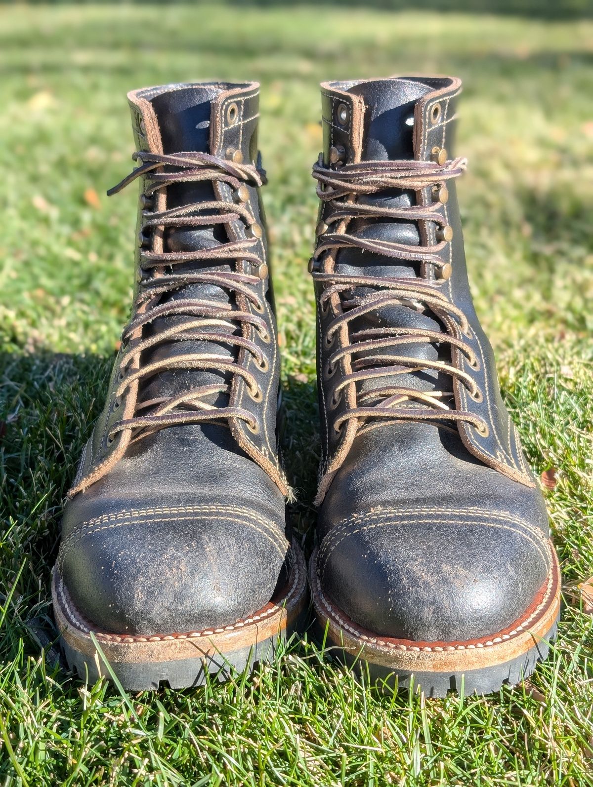 Photo by Cellardoor on December 4, 2024 of the Truman Cap Toe Boot in Horween Black Waxed Flesh.