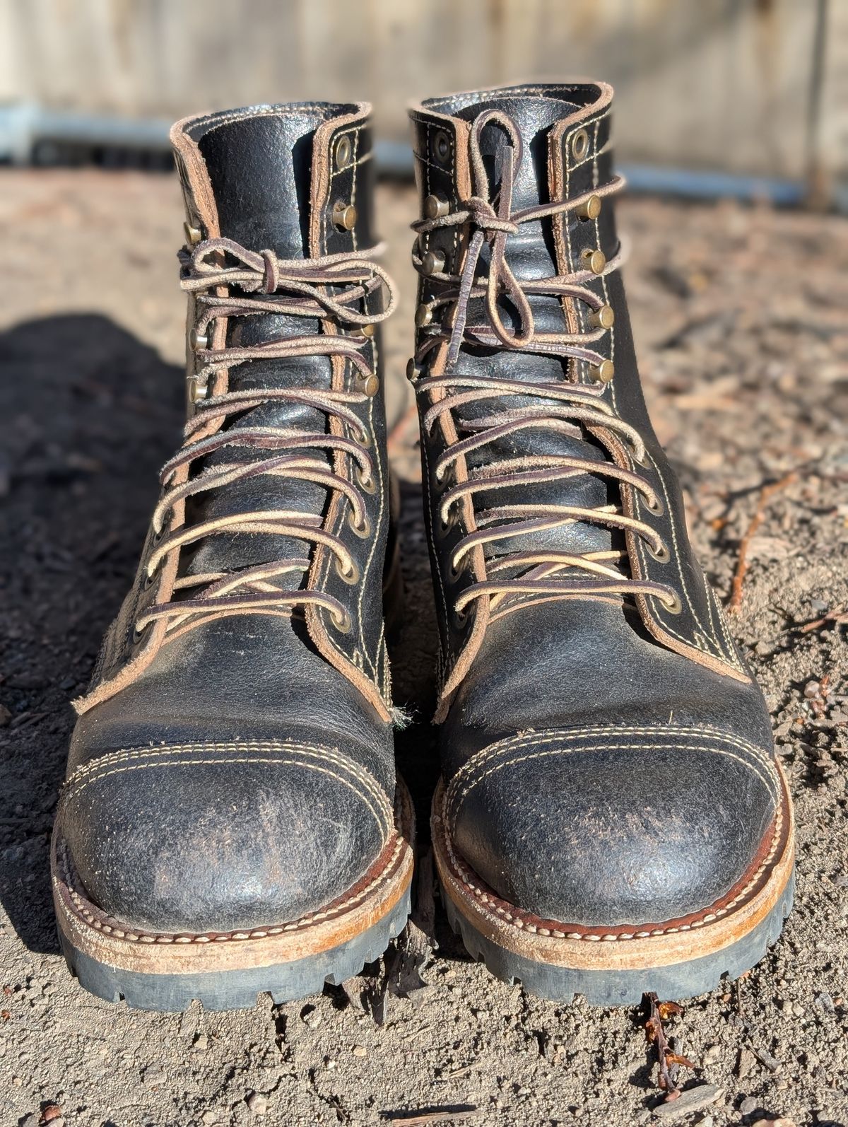 Photo by Cellardoor on January 2, 2025 of the Truman Cap Toe Boot in Horween Black Waxed Flesh.