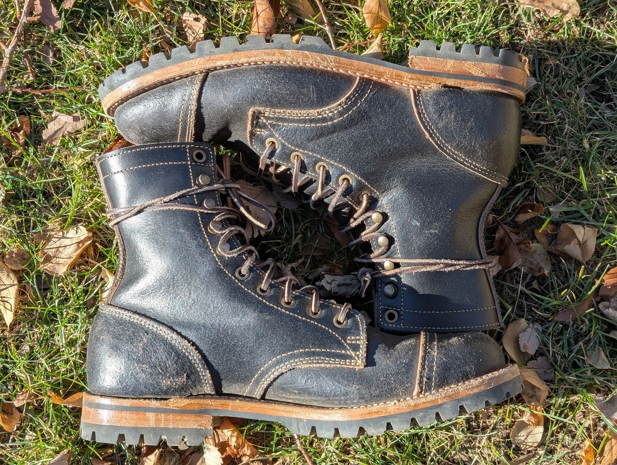 Photo by Cellardoor on January 2, 2025 of the Truman Cap Toe Boot in Horween Black Waxed Flesh.