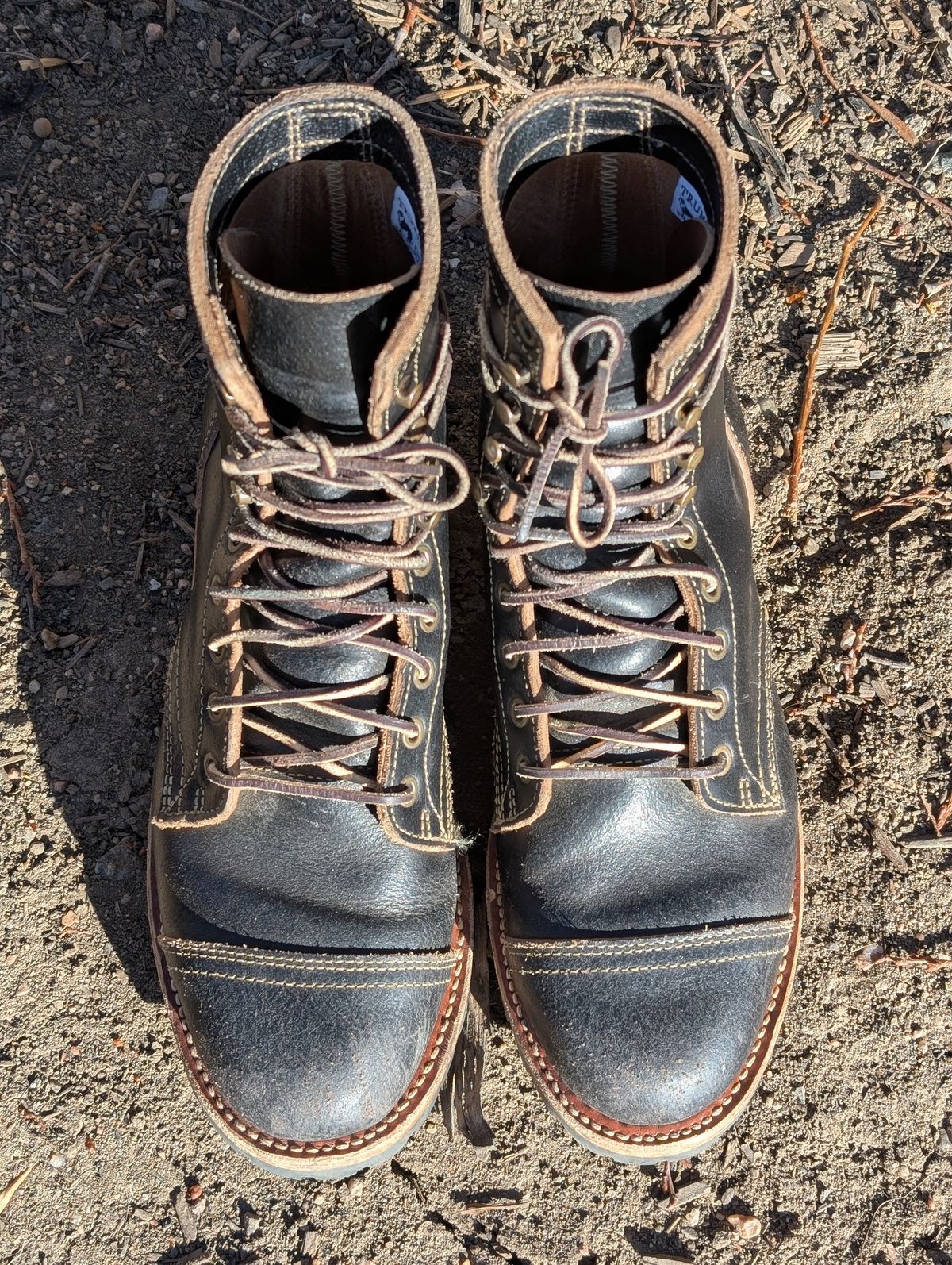 Photo by Cellardoor on January 2, 2025 of the Truman Cap Toe Boot in Horween Black Waxed Flesh.
