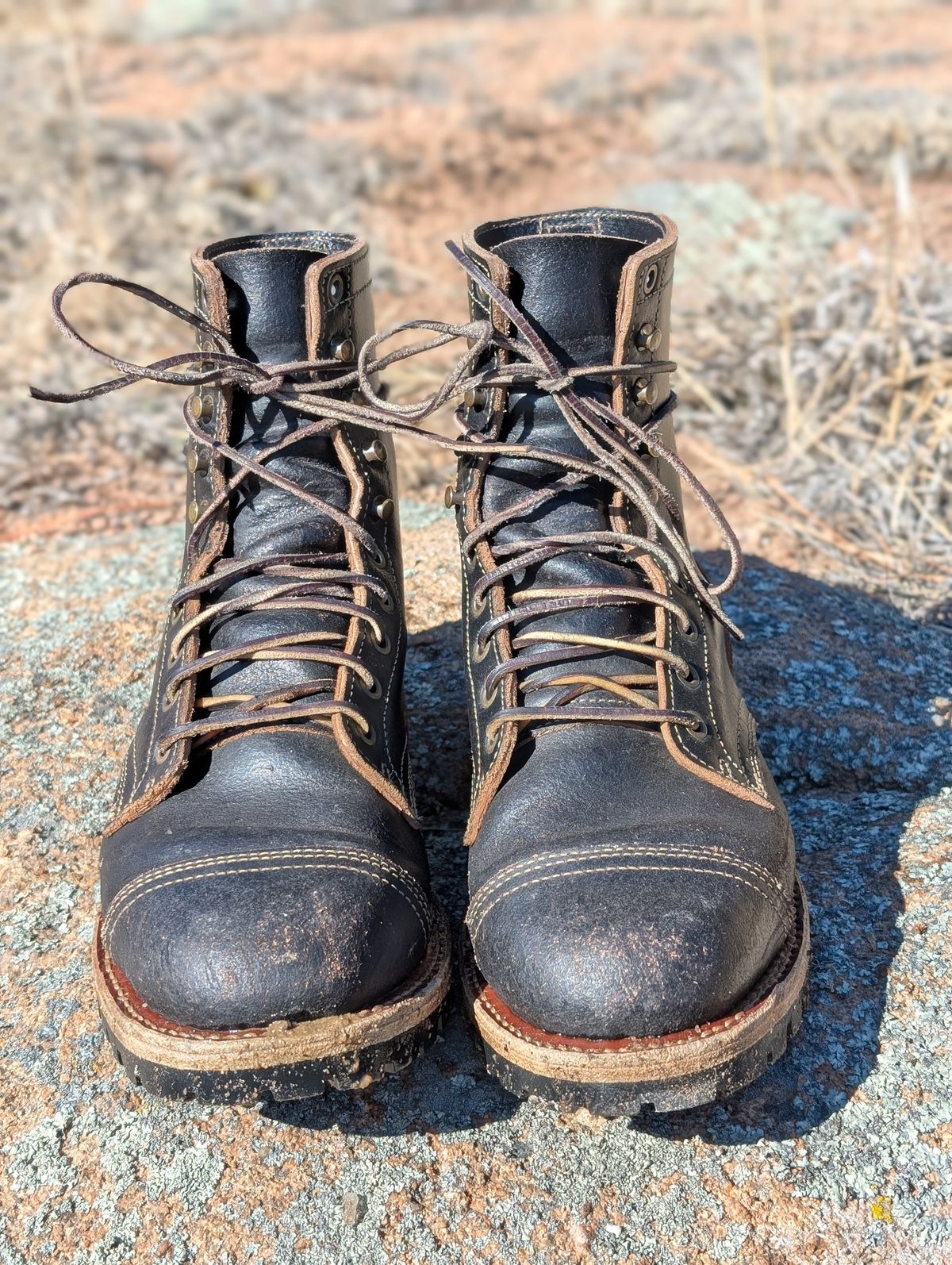 Photo by Cellardoor on January 30, 2025 of the Truman Cap Toe Boot in Horween Black Waxed Flesh.