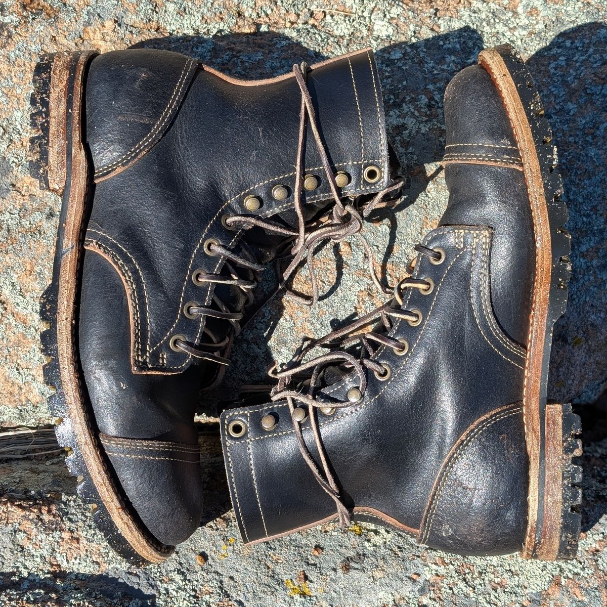 Photo by Cellardoor on January 30, 2025 of the Truman Cap Toe Boot in Horween Black Waxed Flesh.