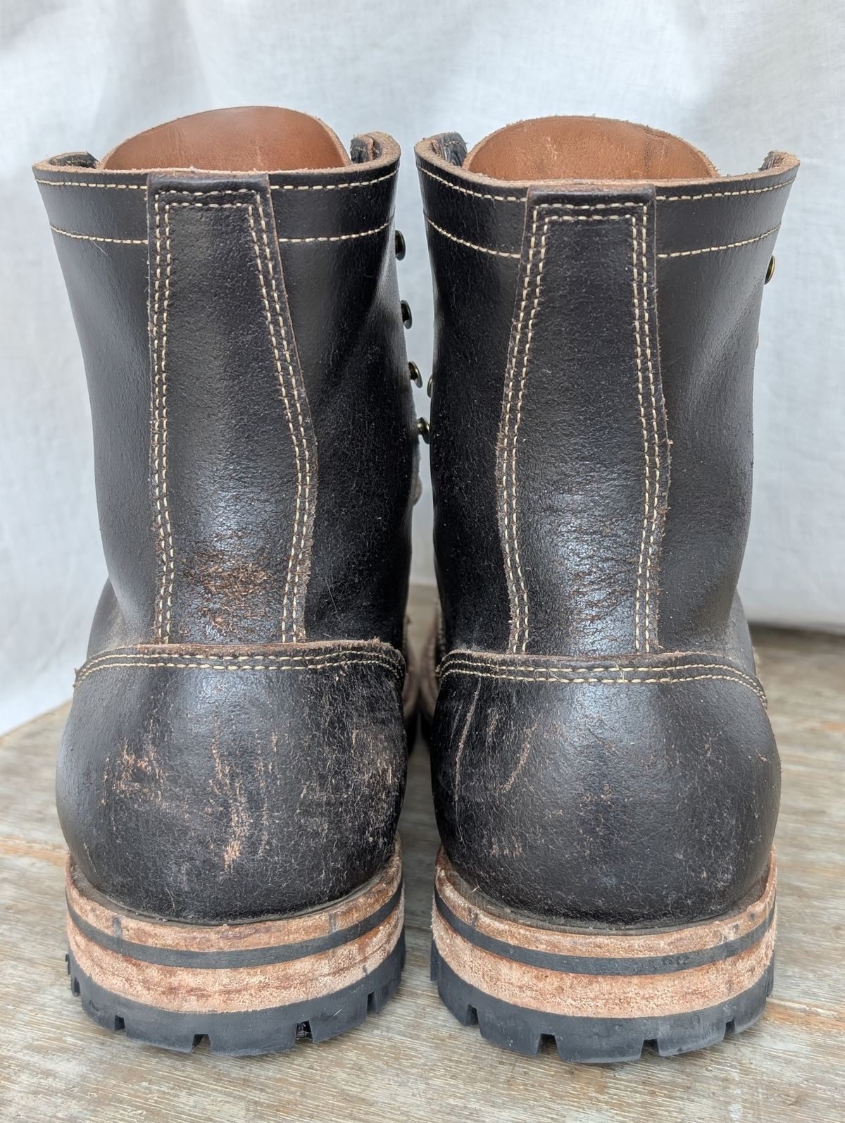 Photo by Cellardoor on April 5, 2025 of the Truman Cap Toe Boot in Horween Black Waxed Flesh.