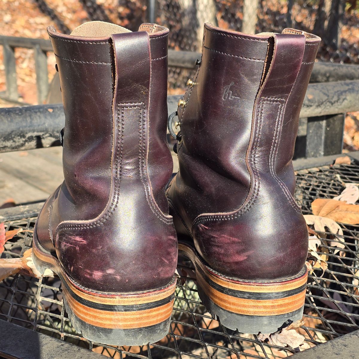 Photo by joshvarnum on December 3, 2025 of the BHHB Custom Model in Overdye Seidel Oxblood Double Shot & Horween Natural Chromexcel.