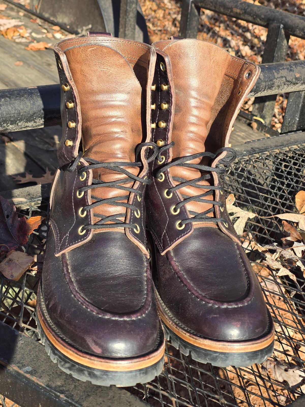 Photo by joshvarnum on December 3, 2025 of the BHHB Custom Model in Overdye Seidel Oxblood Double Shot & Horween Natural Chromexcel.