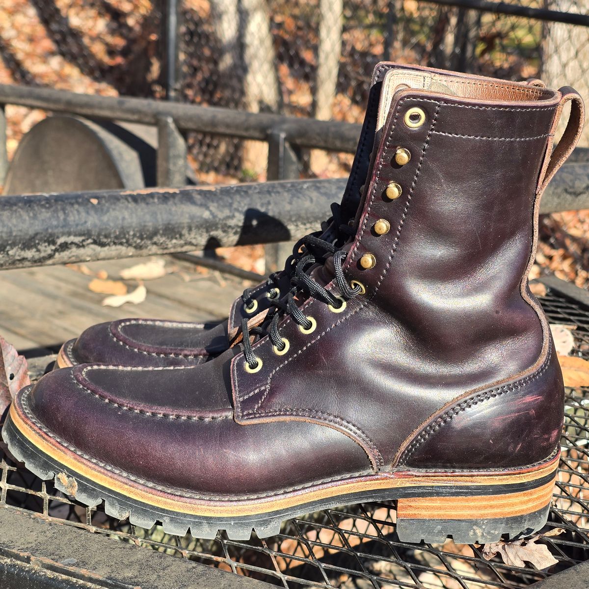 Photo by joshvarnum on December 3, 2025 of the BHHB Custom Model in Overdye Seidel Oxblood Double Shot & Horween Natural Chromexcel.