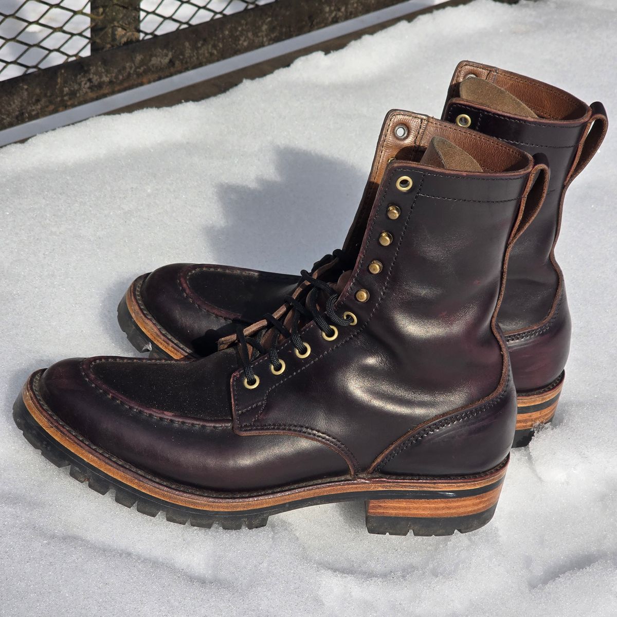 Photo by joshvarnum on February 3, 2026 of the BHHB Custom Model in Overdye Seidel Oxblood Double Shot & Horween Natural Chromexcel.