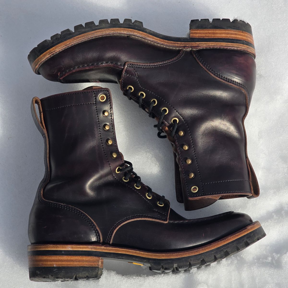 Photo by joshvarnum on February 3, 2026 of the BHHB Custom Model in Overdye Seidel Oxblood Double Shot & Horween Natural Chromexcel.