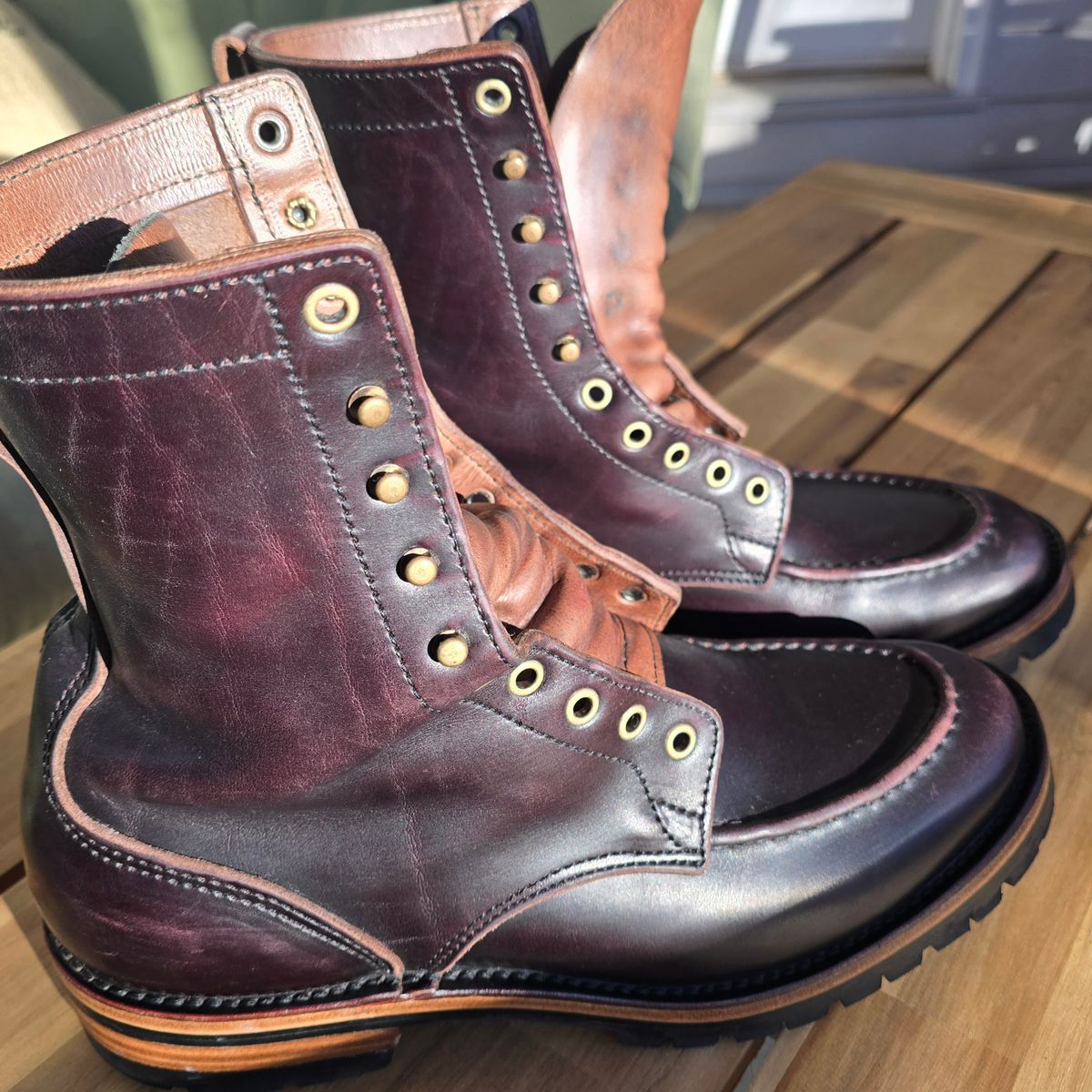 Photo by joshvarnum on February 16, 2026 of the BHHB Custom Model in Overdye Seidel Oxblood Double Shot & Horween Natural Chromexcel.