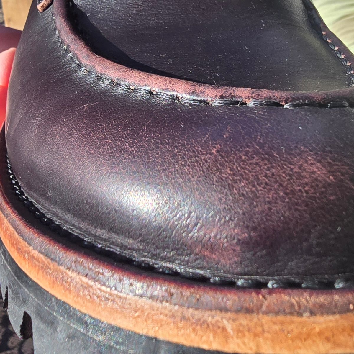 Photo by joshvarnum on February 16, 2026 of the BHHB Custom Model in Overdye Seidel Oxblood Double Shot & Horween Natural Chromexcel.