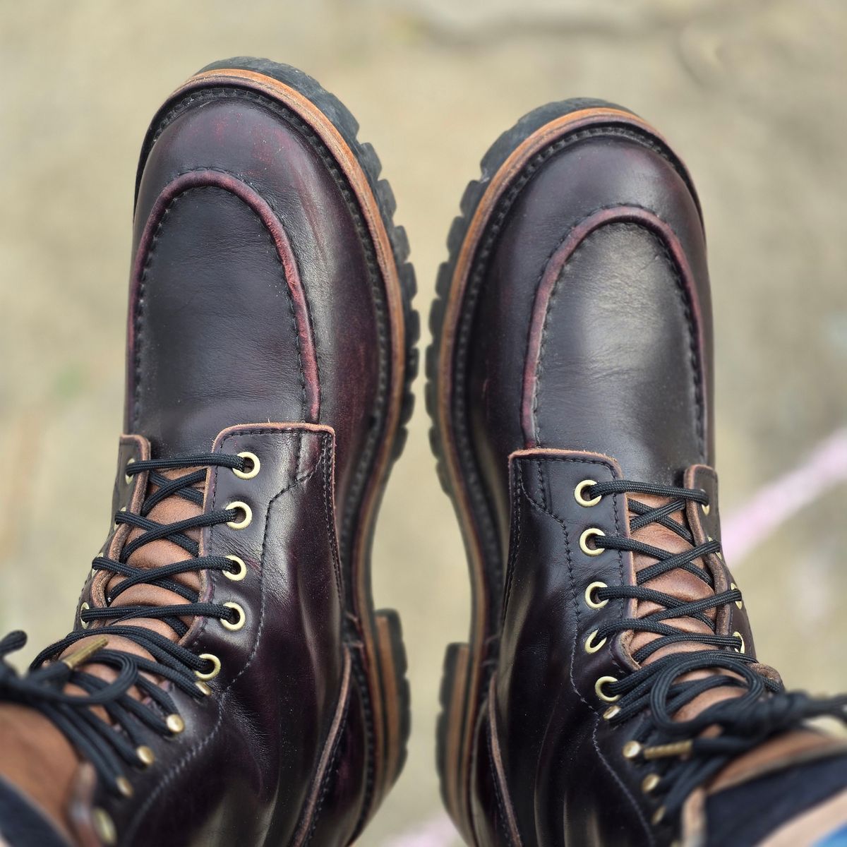 Photo by joshvarnum on March 11, 2026 of the BHHB Custom Model in Overdye Seidel Oxblood Double Shot & Horween Natural Chromexcel.