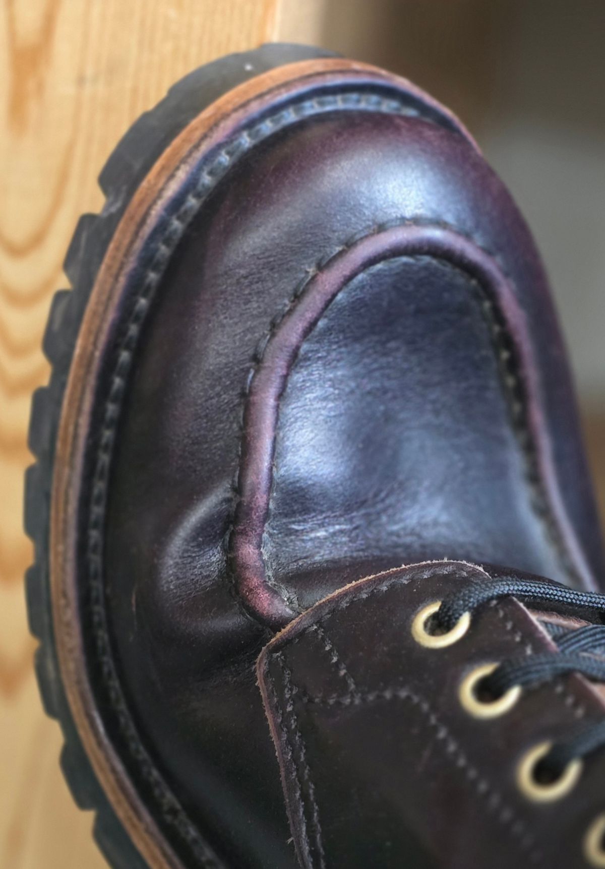 Photo by joshvarnum on April 1, 2026 of the BHHB Custom Model in Overdye Seidel Oxblood Double Shot & Horween Natural Chromexcel.