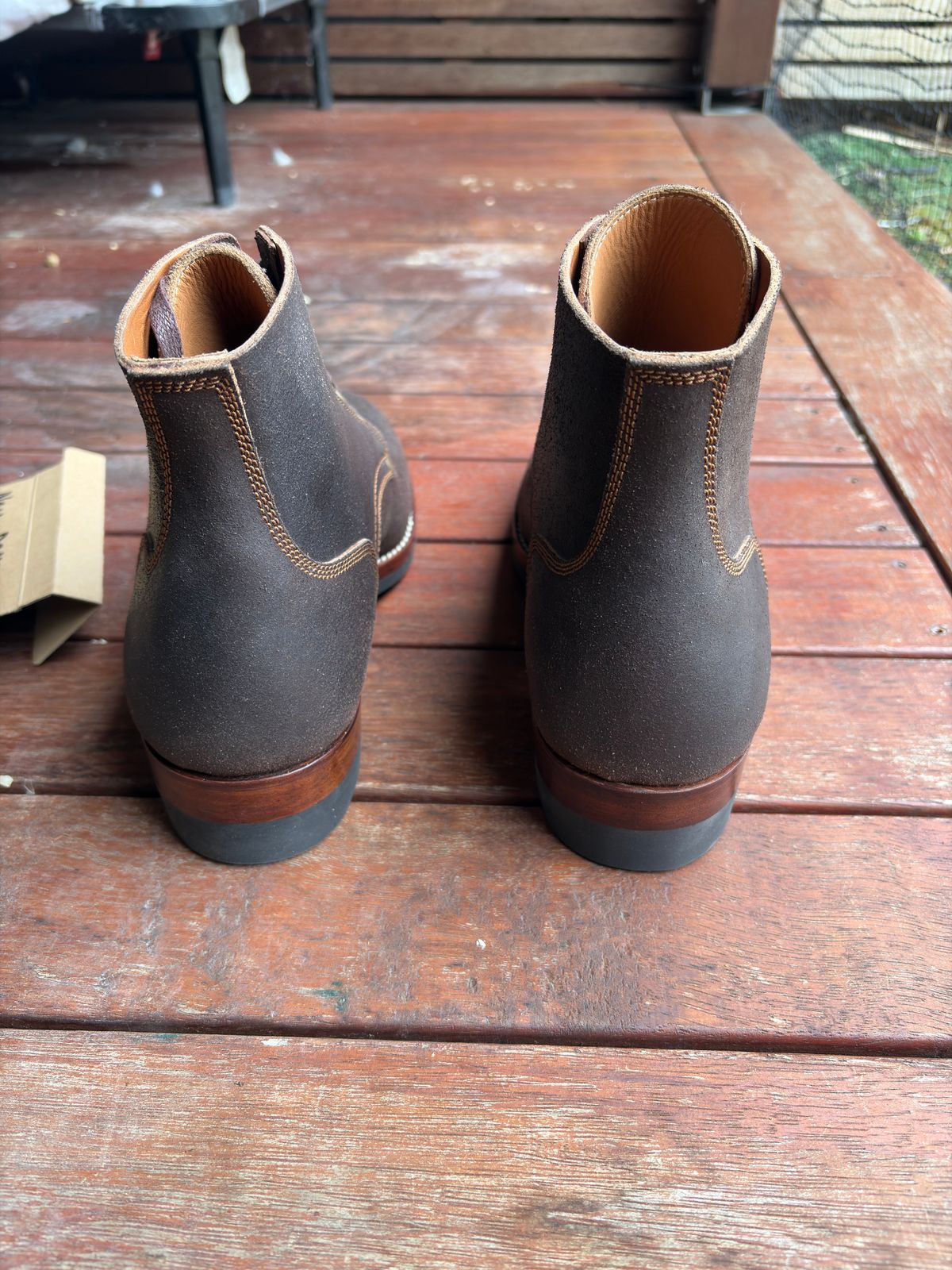 Photo by HarryF on October 1, 2025 of the Kiattoko Boondockers in J&FJ Baker Brown Waxed Flesh.