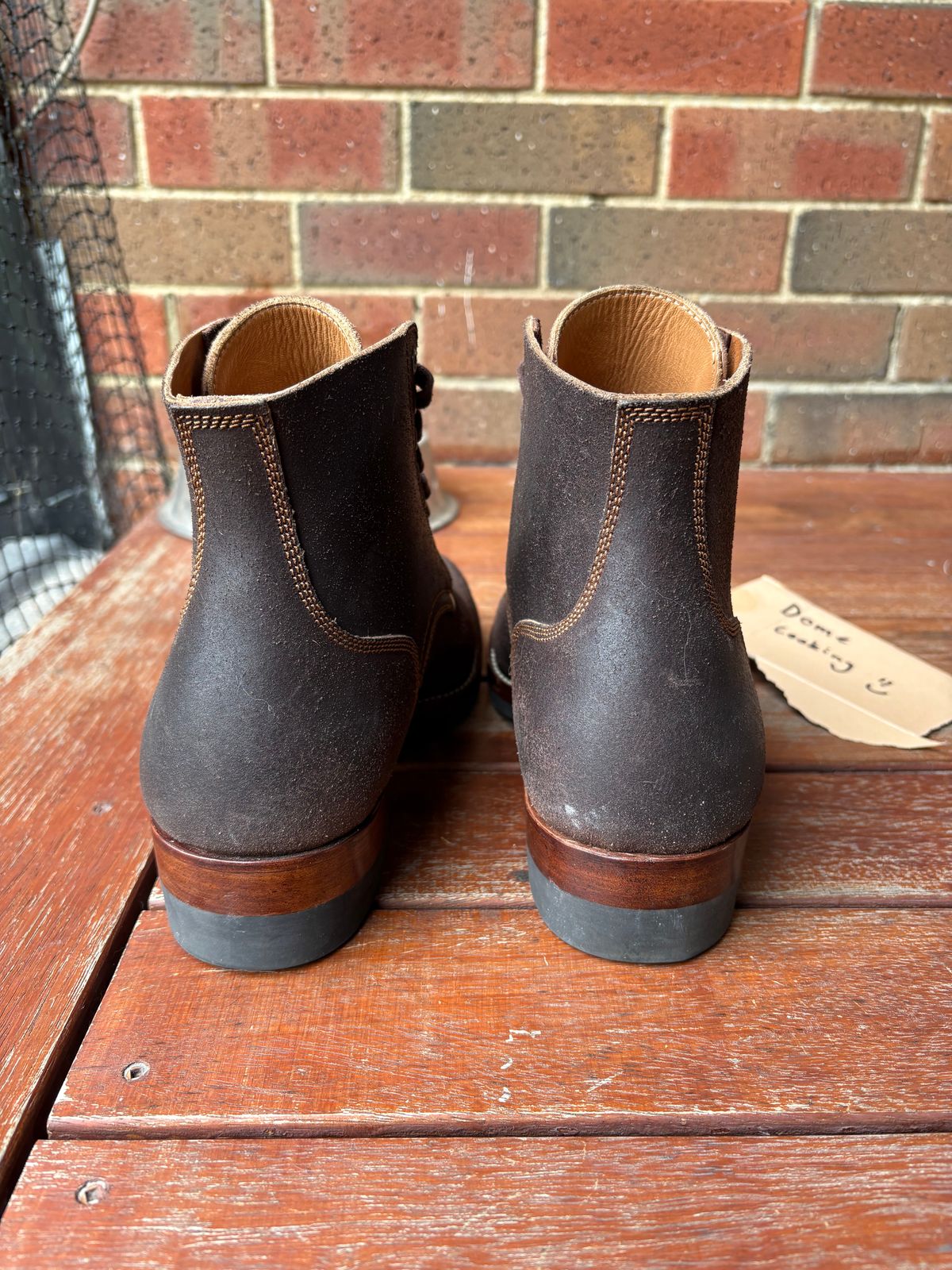 Photo by HarryF on November 4, 2025 of the Kiattoko Boondockers in J&FJ Baker Brown Waxed Flesh.