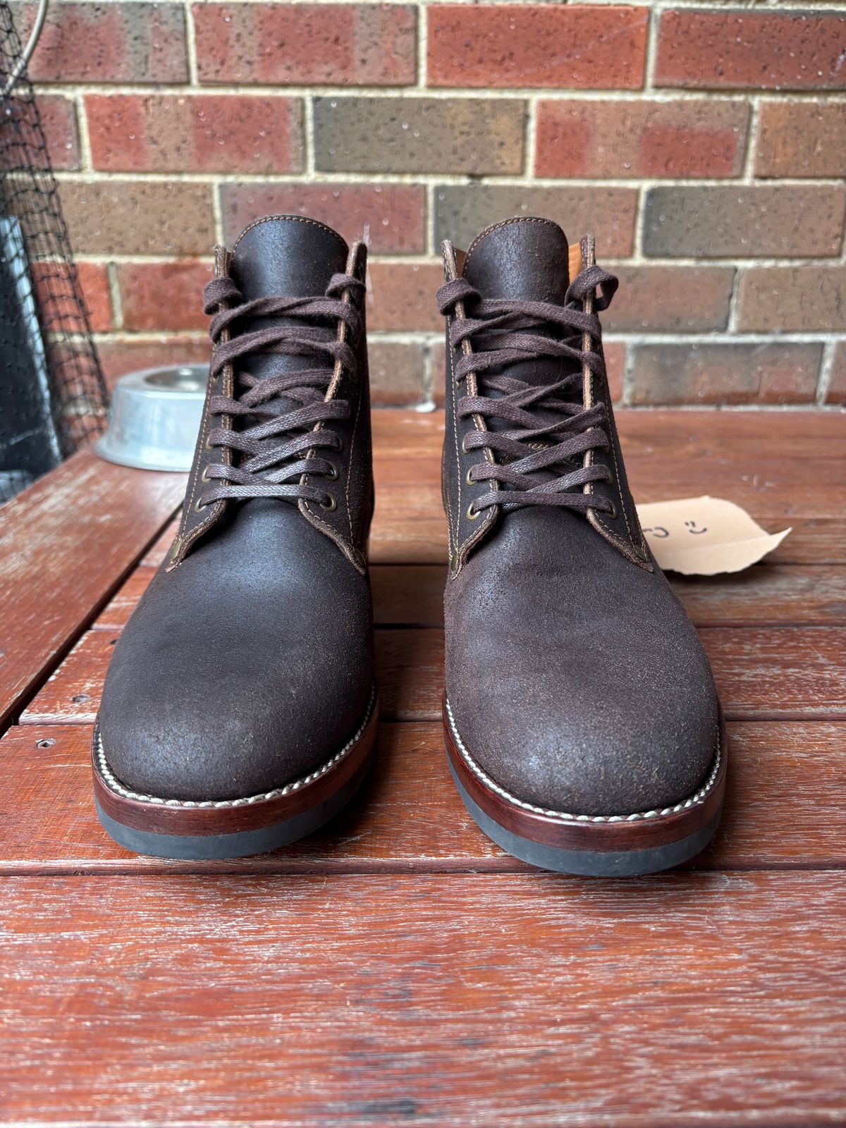 Photo by HarryF on November 4, 2025 of the Kiattoko Boondockers in J&FJ Baker Brown Waxed Flesh.