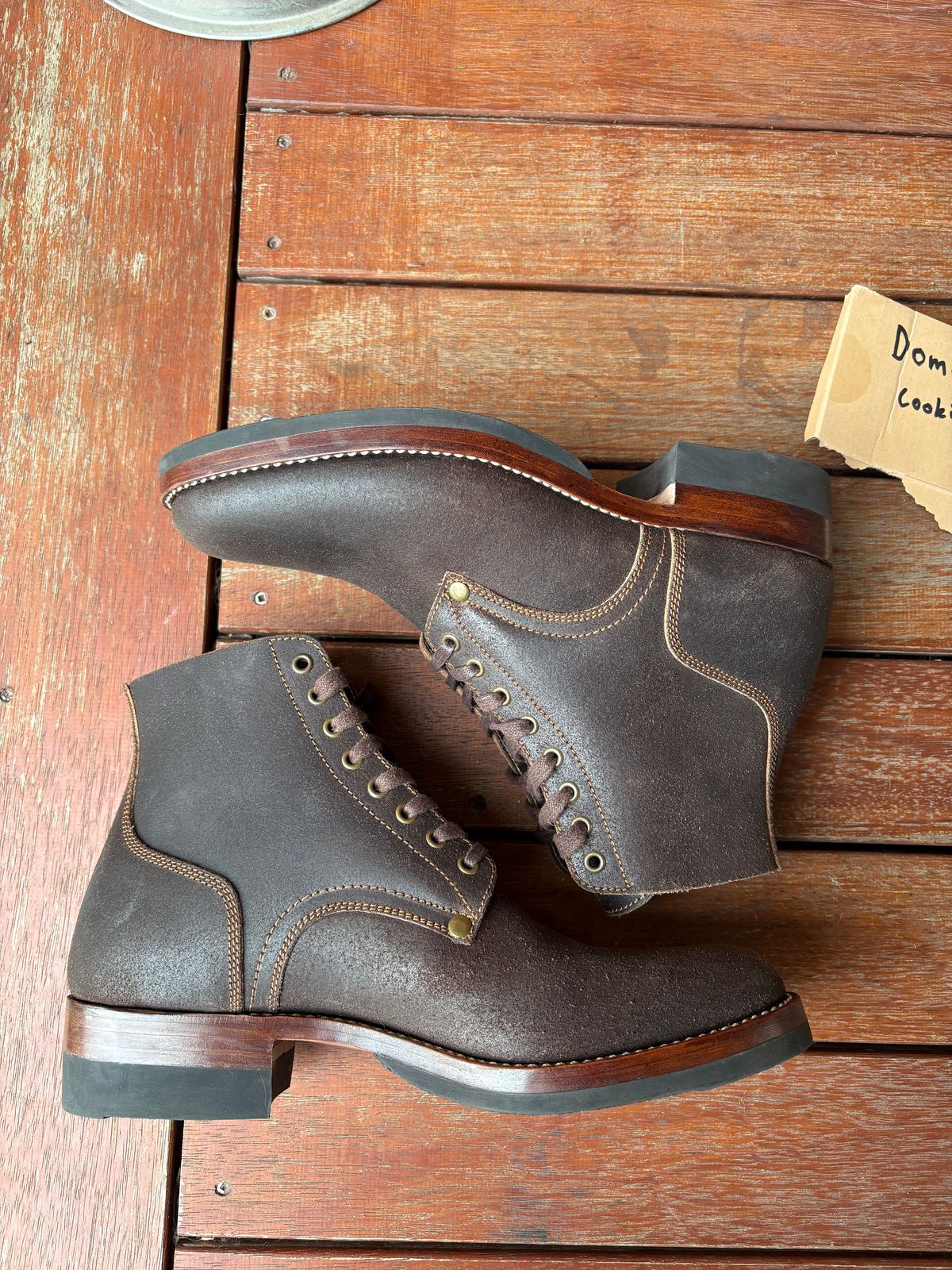 Photo by HarryF on November 4, 2025 of the Kiattoko Boondockers in J&FJ Baker Brown Waxed Flesh.