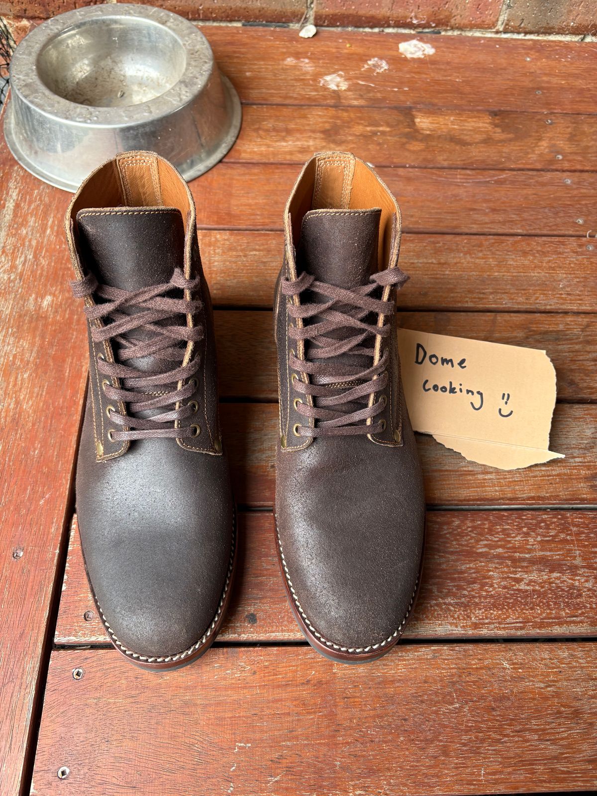 Photo by HarryF on November 4, 2025 of the Kiattoko Boondockers in J&FJ Baker Brown Waxed Flesh.