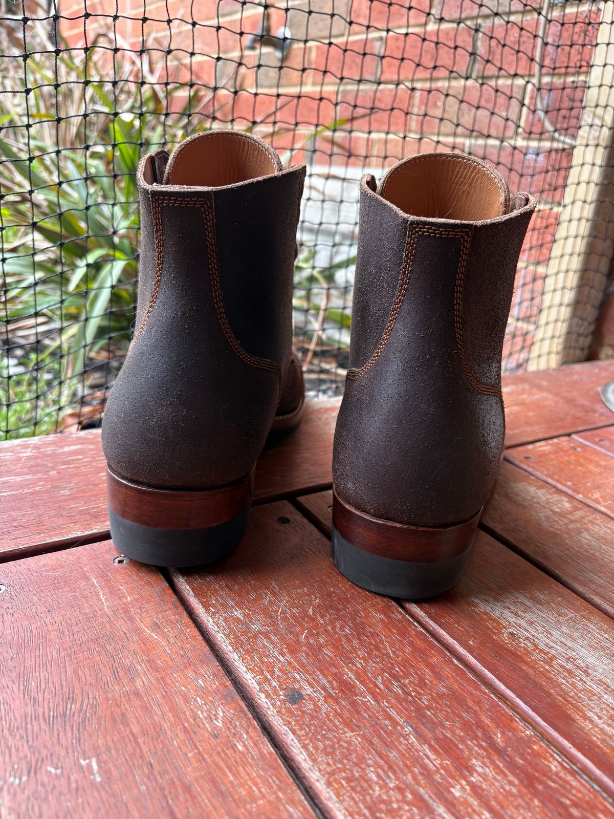 Photo by HarryF on December 6, 2025 of the Kiattoko Boondockers in J&FJ Baker Brown Waxed Flesh.