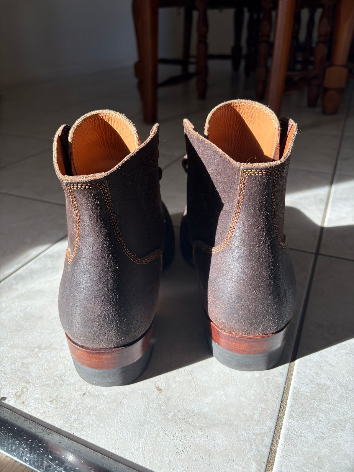 Photo by HarryF on January 5, 2026 of the Kiattoko Boondockers in J&FJ Baker Brown Waxed Flesh.