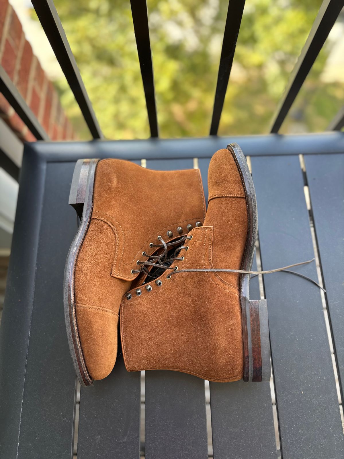 Photo by callmecount on October 3, 2025 of the Viberg Halkett in Chestnut Calf Suede.