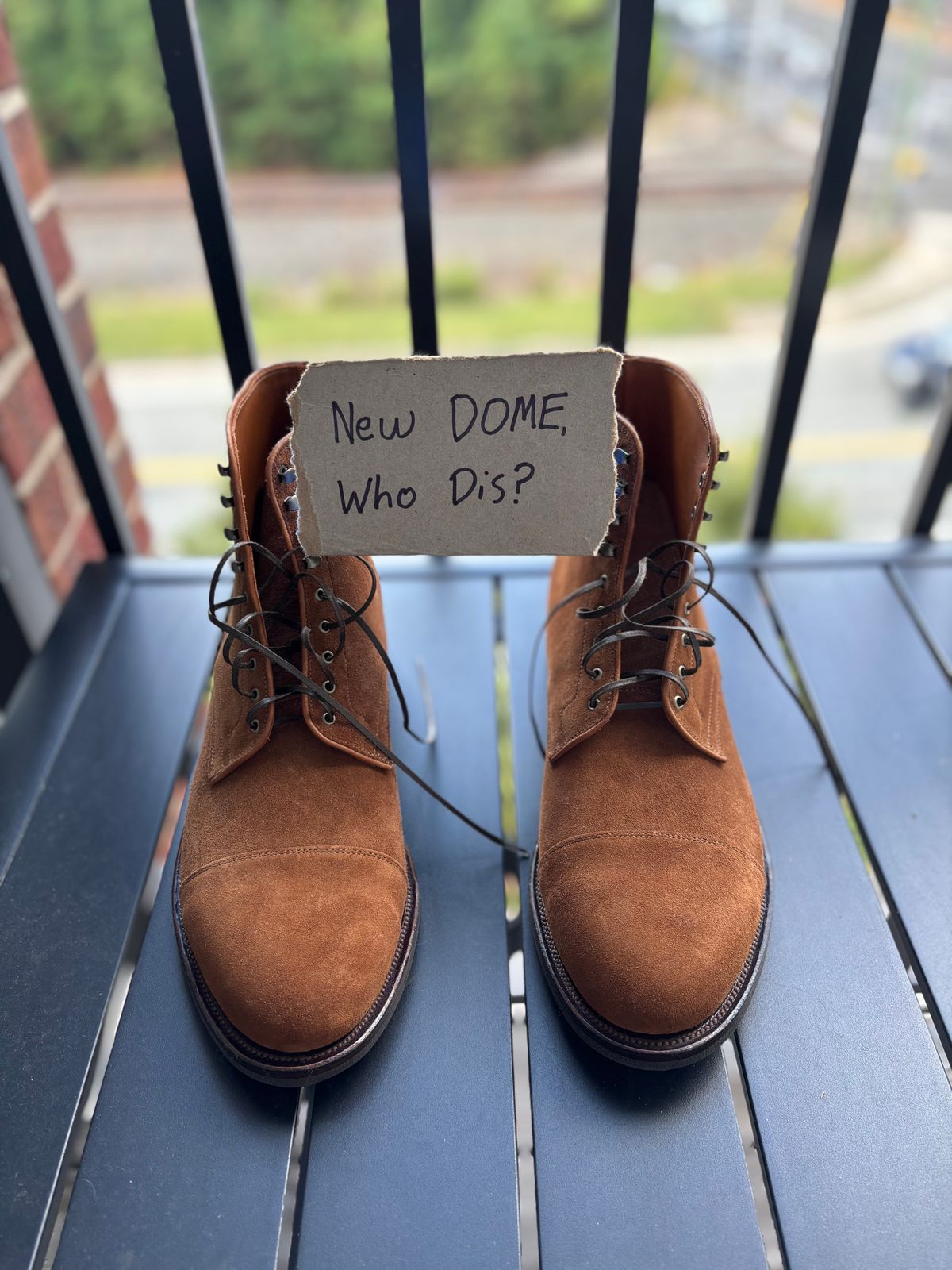 Photo by callmecount on October 3, 2025 of the Viberg Halkett in Chestnut Calf Suede.