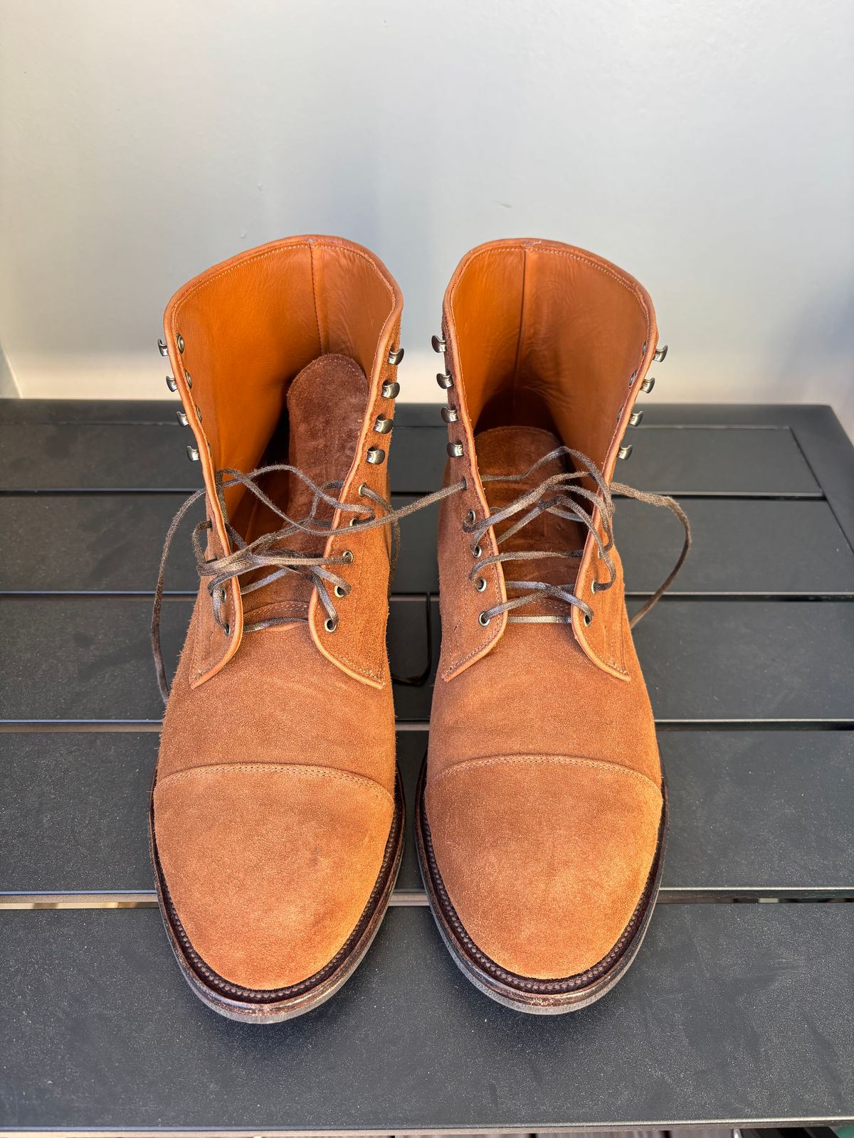 Photo by callmecount on November 5, 2025 of the Viberg Halkett in Chestnut Calf Suede.