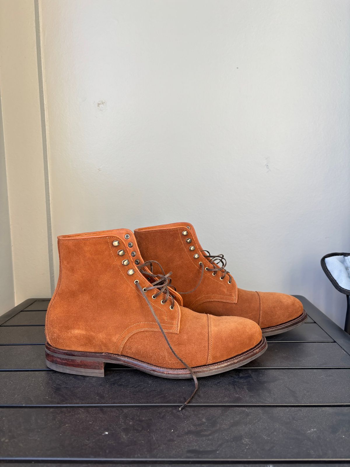 Photo by callmecount on November 5, 2025 of the Viberg Halkett in Chestnut Calf Suede.