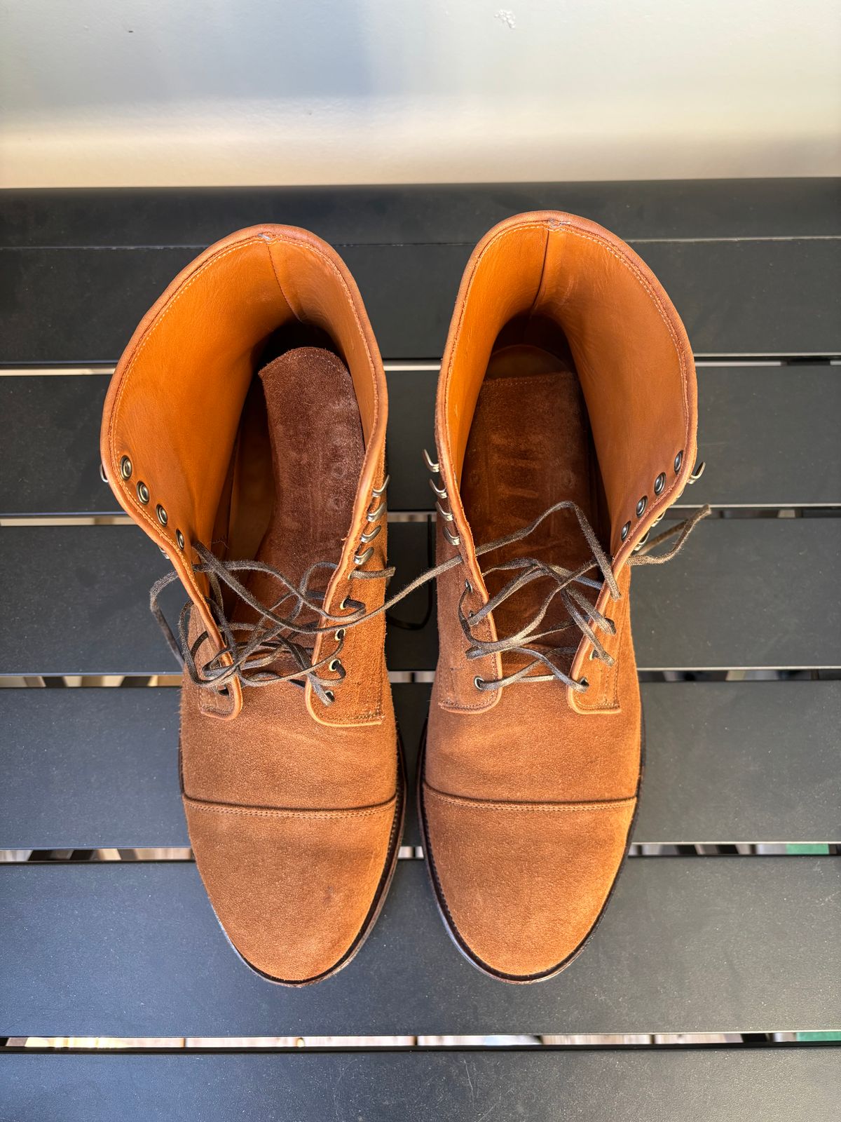 Photo by callmecount on November 5, 2025 of the Viberg Halkett in Chestnut Calf Suede.