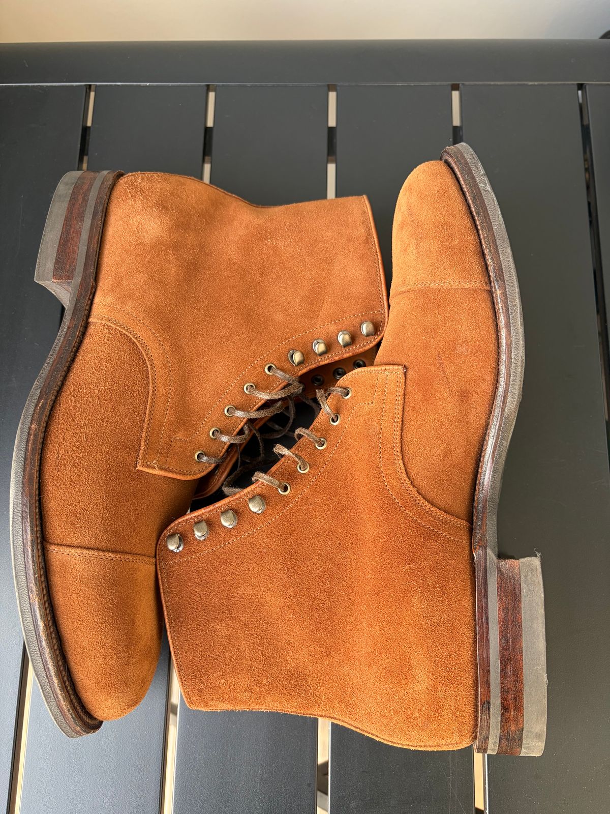 Photo by callmecount on January 5, 2026 of the Viberg Halkett in Chestnut Calf Suede.