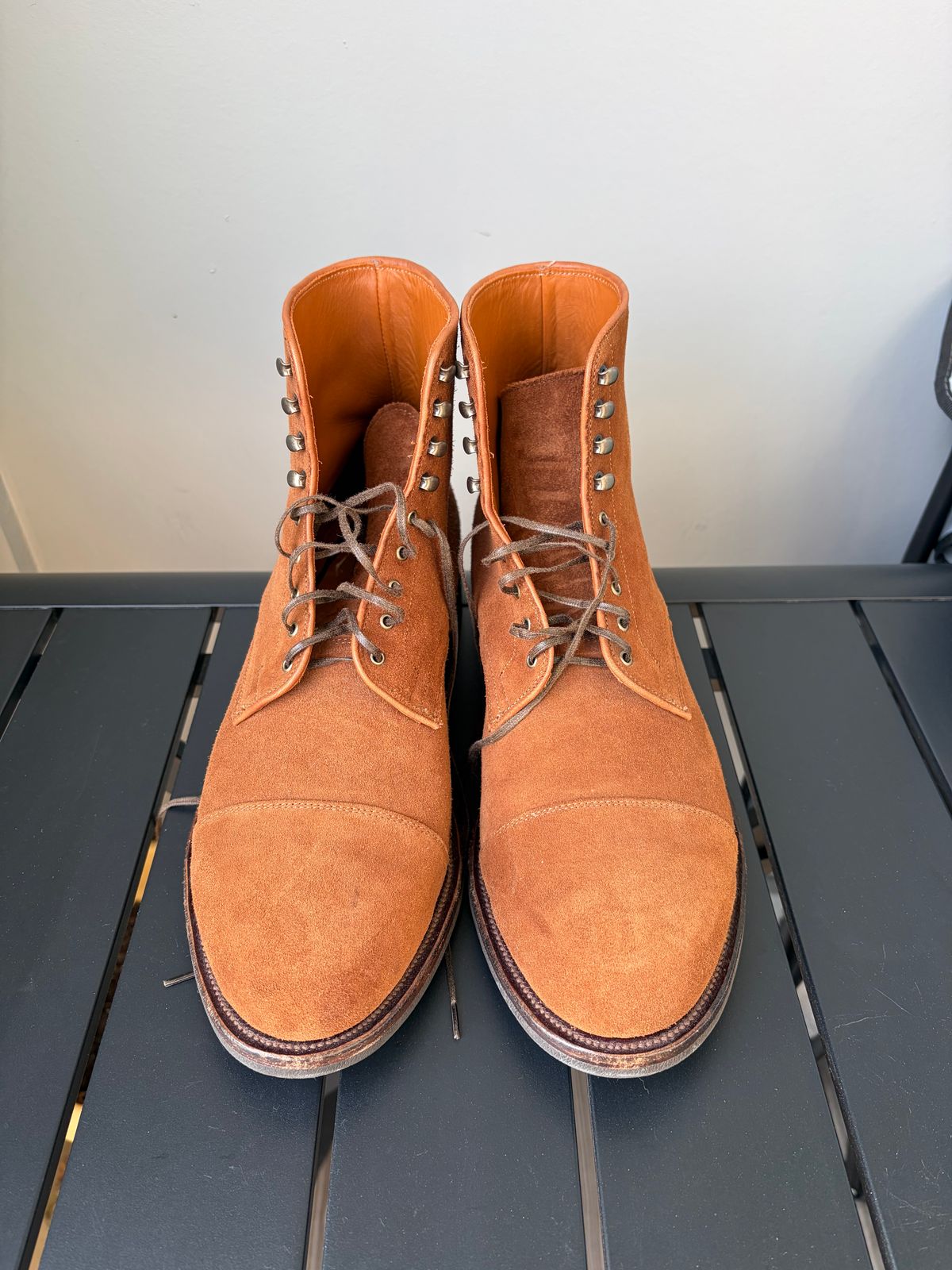 Photo by callmecount on January 5, 2026 of the Viberg Halkett in Chestnut Calf Suede.
