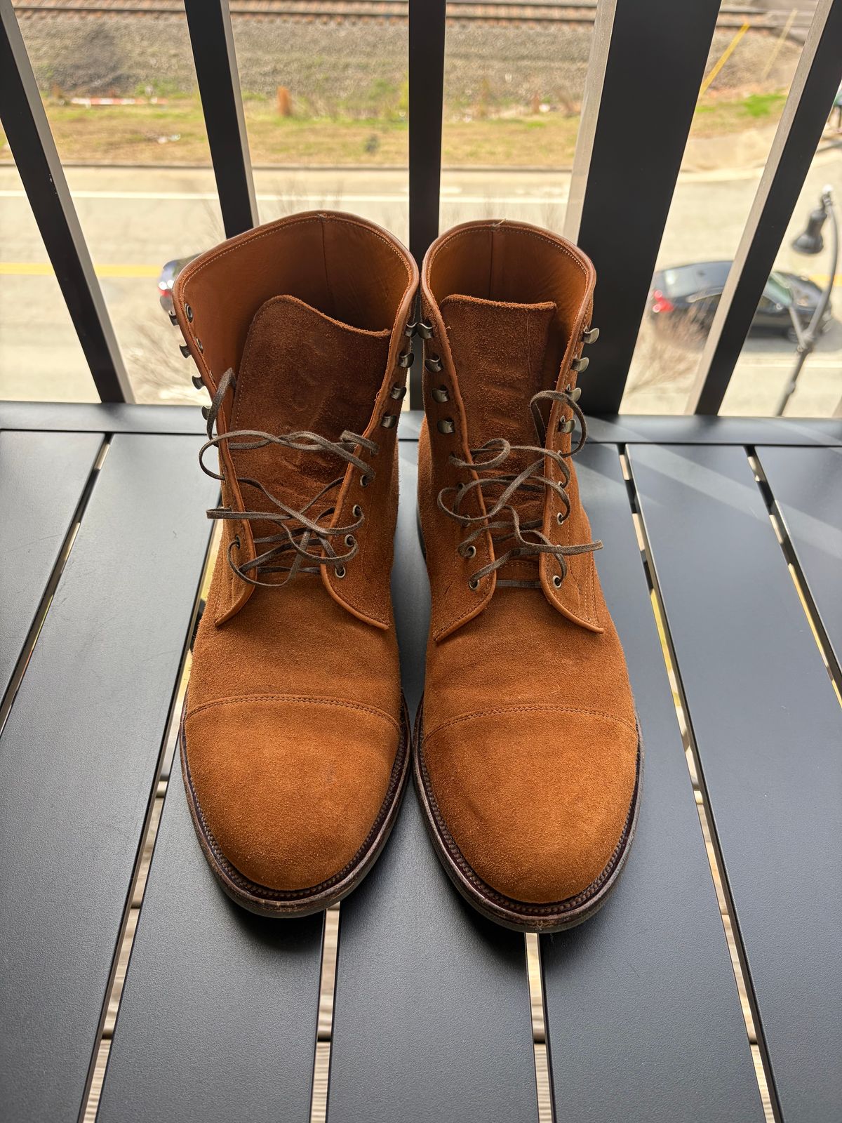 Photo by callmecount on March 5, 2026 of the Viberg Halkett in Chestnut Calf Suede.