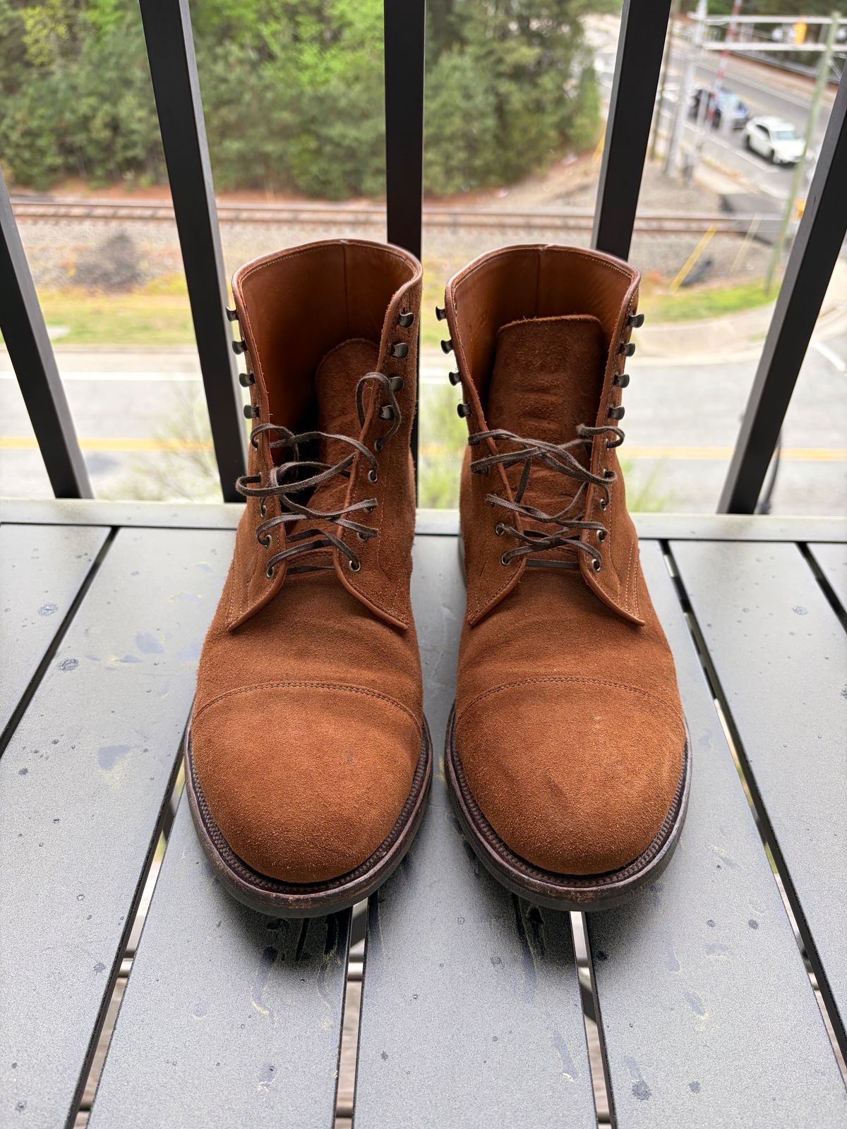 Photo by callmecount on April 5, 2026 of the Viberg Halkett in Chestnut Calf Suede.