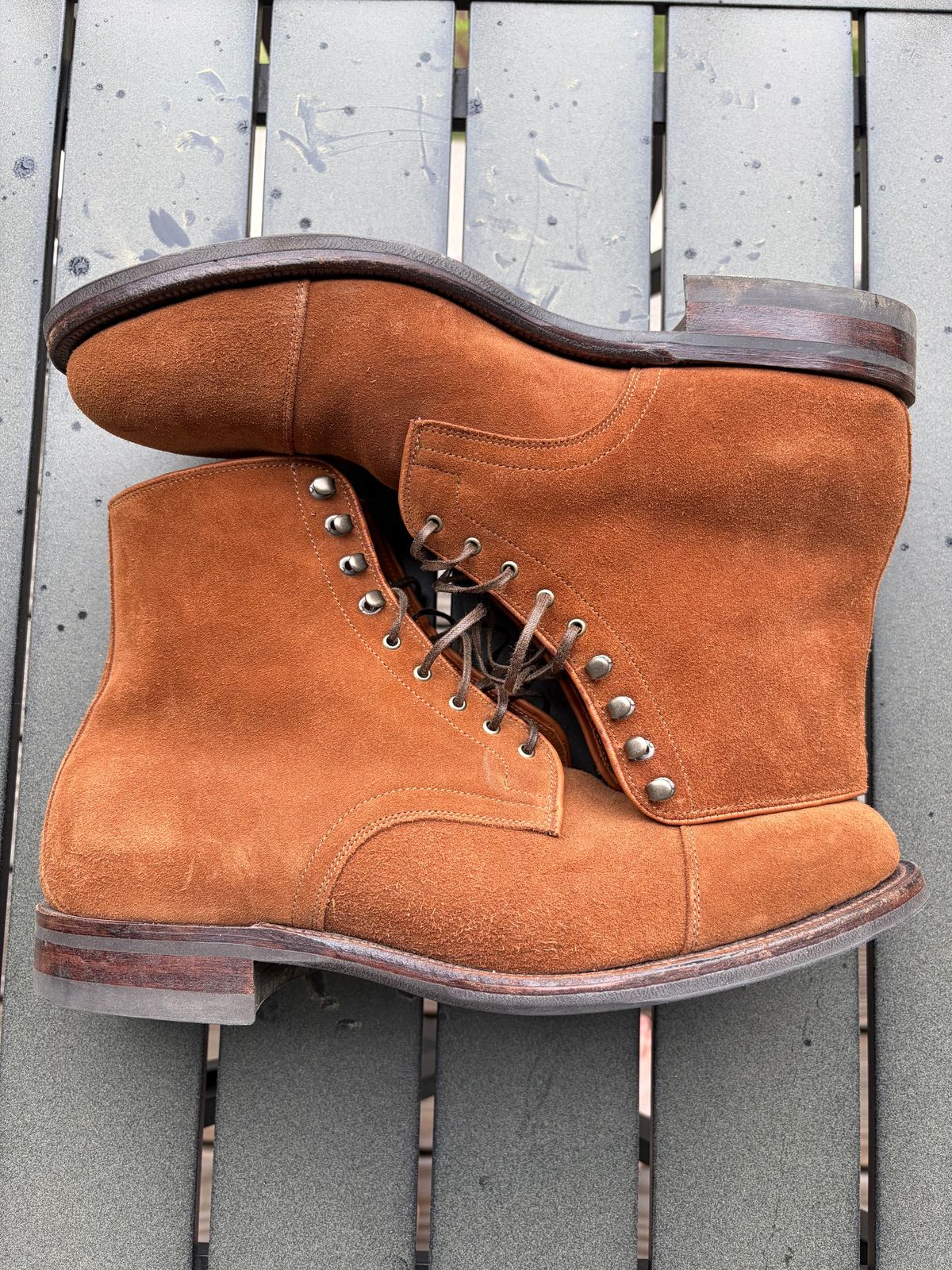 Photo by callmecount on April 5, 2026 of the Viberg Halkett in Chestnut Calf Suede.