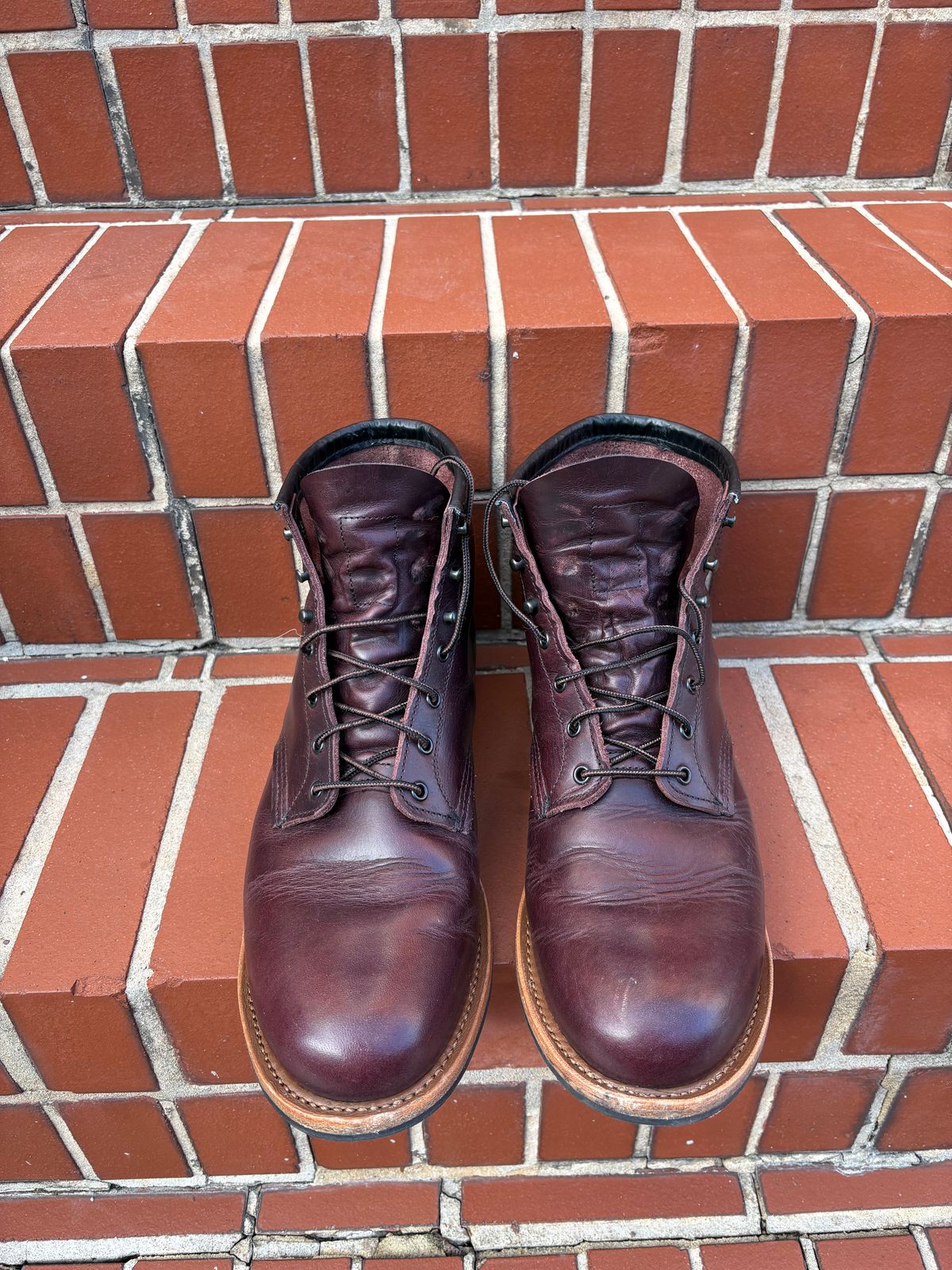 Photo by Shrimpy_grits on November 12, 2025 of the Red Wing Beckman in S.B. Foot Black Cherry Excalibur.