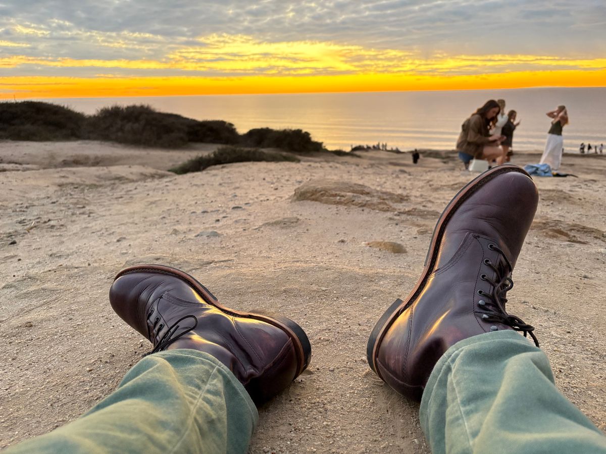 Photo by Shrimpy_grits on November 23, 2025 of the Red Wing Beckman in S.B. Foot Black Cherry Excalibur.