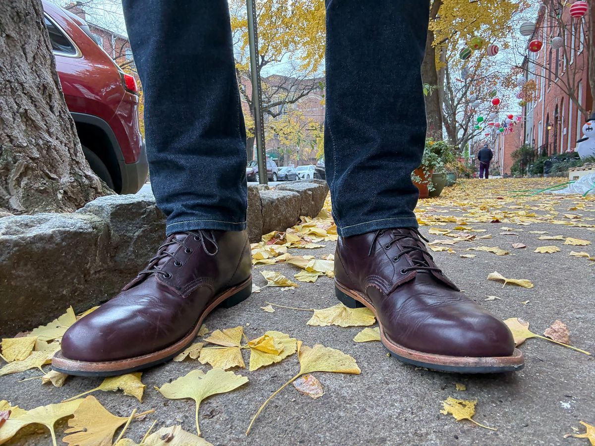 Photo by Shrimpy_grits on November 25, 2025 of the Red Wing Beckman in S.B. Foot Black Cherry Excalibur.