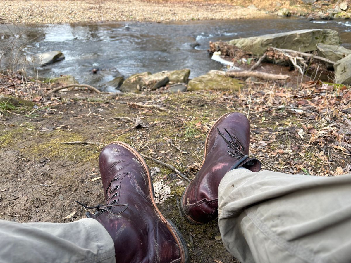 Photo by Shrimpy_grits on December 7, 2025 of the Red Wing Beckman in S.B. Foot Black Cherry Excalibur.
