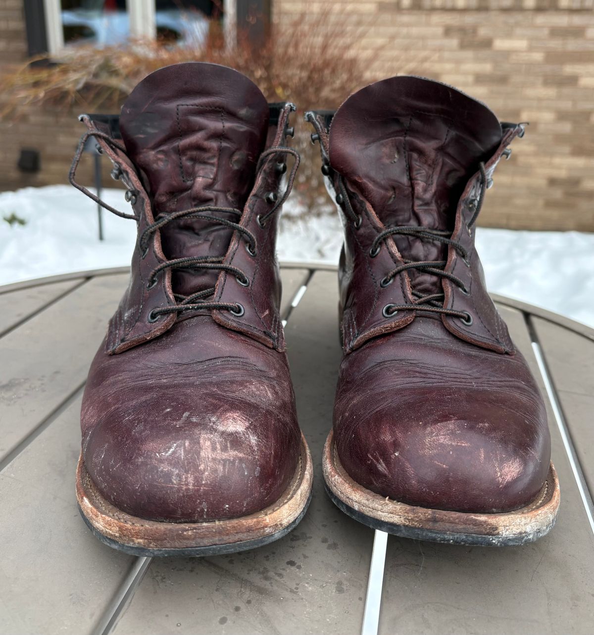 Photo by Shrimpy_grits on February 3, 2026 of the Red Wing Beckman in S.B. Foot Black Cherry Excalibur.