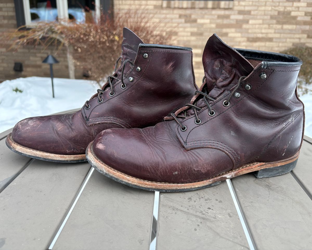 Photo by Shrimpy_grits on February 3, 2026 of the Red Wing Beckman in S.B. Foot Black Cherry Excalibur.
