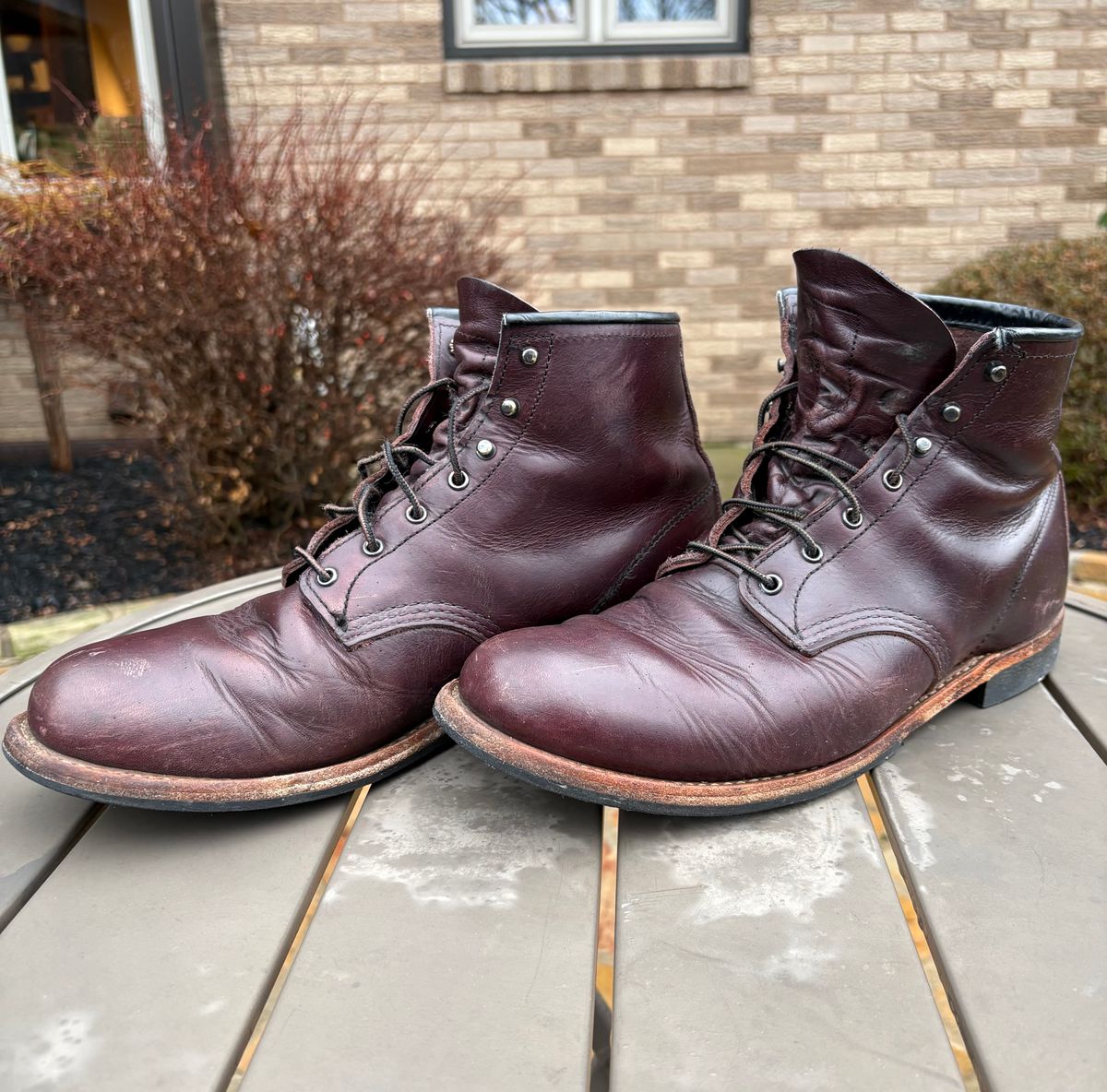 Photo by Shrimpy_grits on March 5, 2026 of the Red Wing Beckman in S.B. Foot Black Cherry Excalibur.