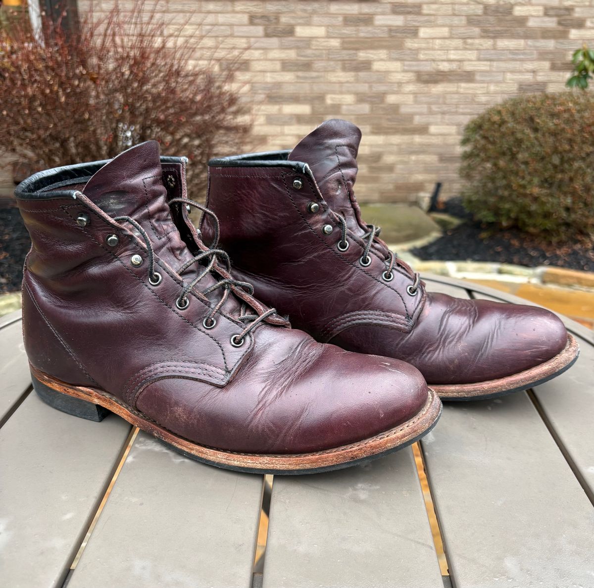 Photo by Shrimpy_grits on March 5, 2026 of the Red Wing Beckman in S.B. Foot Black Cherry Excalibur.