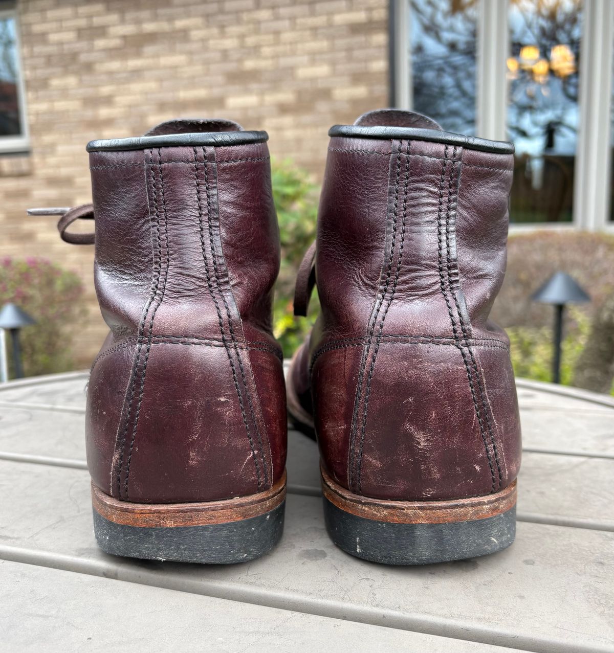 Photo by Shrimpy_grits on April 5, 2026 of the Red Wing Beckman in S.B. Foot Black Cherry Excalibur.