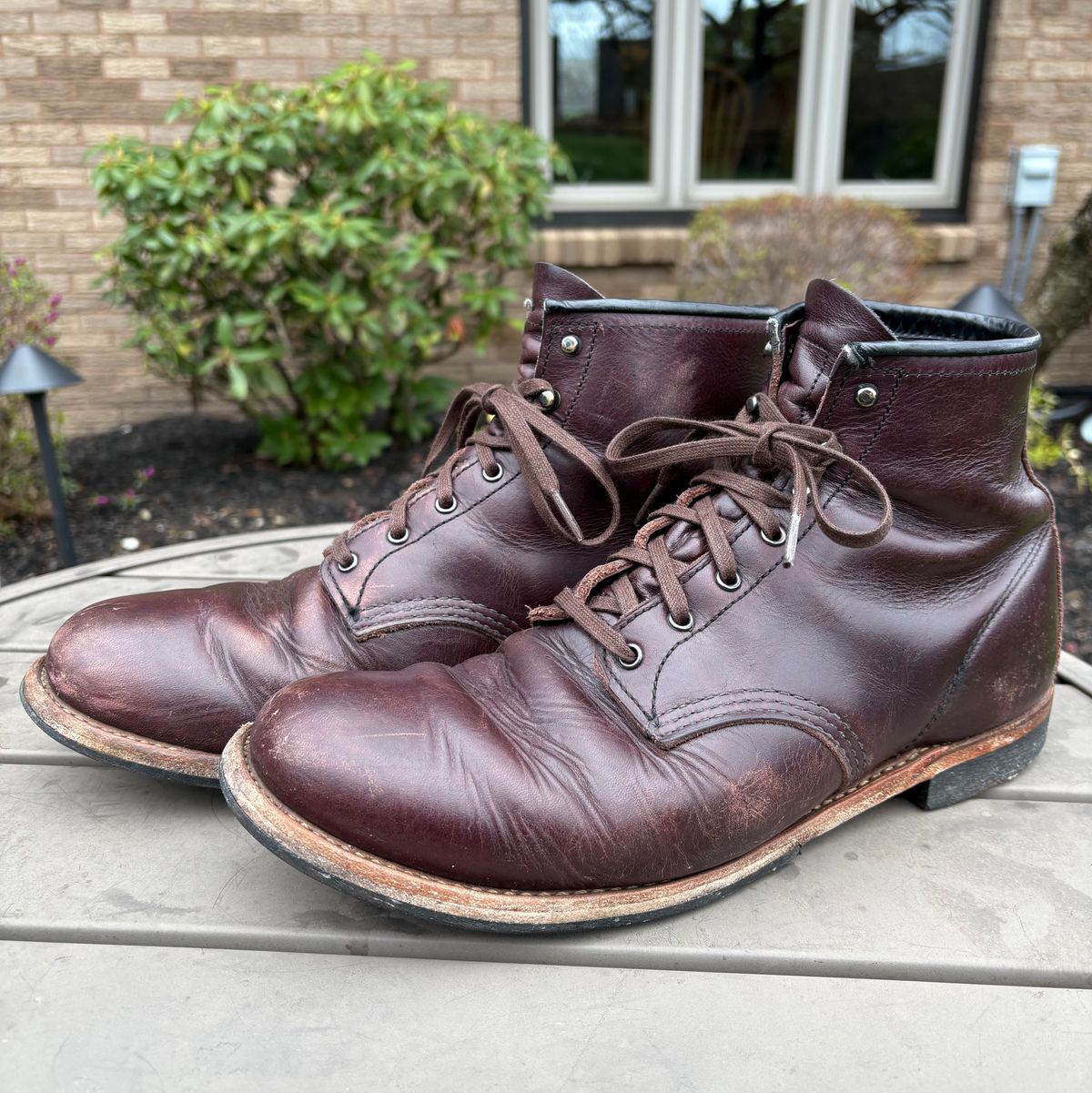 Photo by Shrimpy_grits on April 5, 2026 of the Red Wing Beckman in S.B. Foot Black Cherry Excalibur.