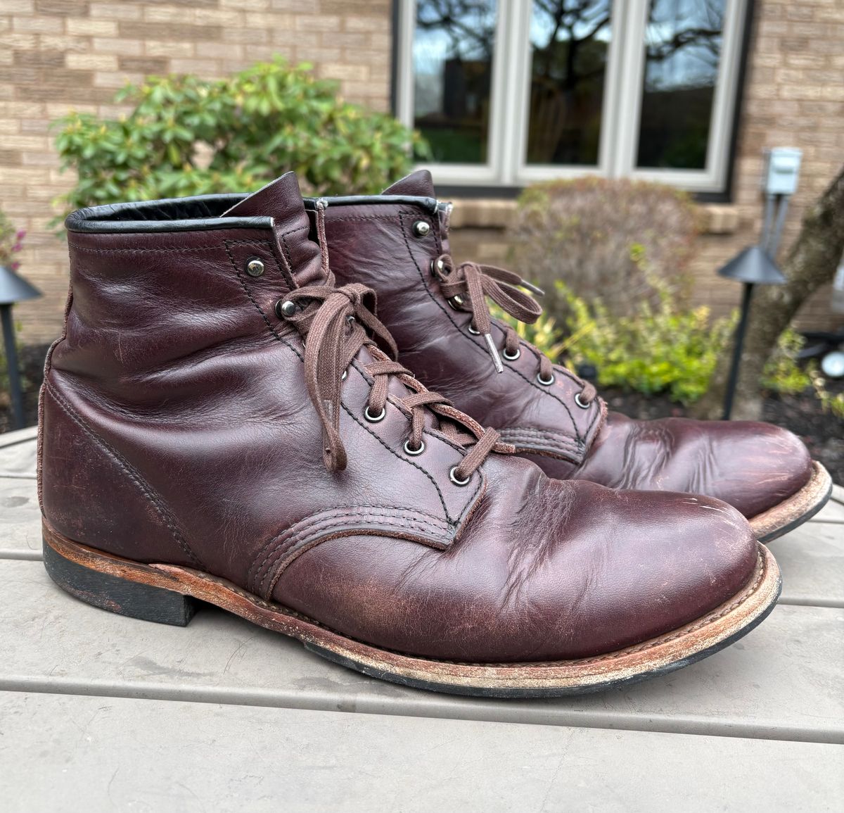 Photo by Shrimpy_grits on April 5, 2026 of the Red Wing Beckman in S.B. Foot Black Cherry Excalibur.